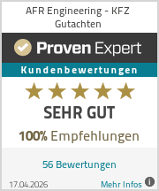 Proven Expert: Empfehlung Sehr Gut für AFR Engineering